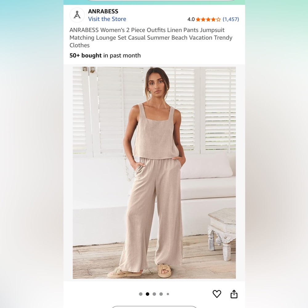 Women's Beige Linen Pants set